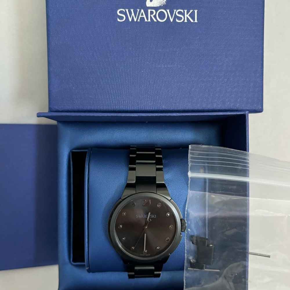 Brand new Swarovski Watch City Black Stainless Steel Black Strap Swiss